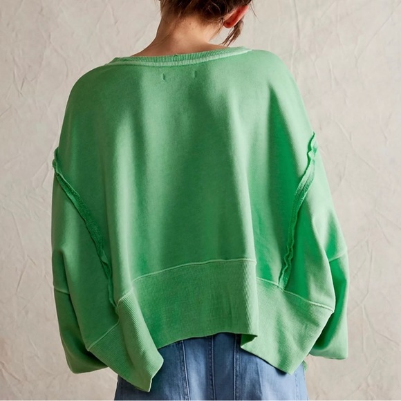 Free People We The Free Cropped Camden Sweatshirt in Meadow Size XL NEW $78.00 - Picture 2 of 16